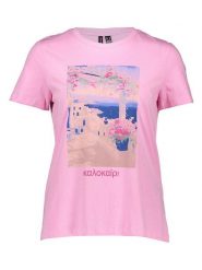 Vero Moda Koszulka w kolorze jasnoróżowym rozmiar: XL. Różowe bluzki damskie Vero Moda, xl, bez wzorów, z bawełny, bez kołnierzyka, bez ramiączek. Za 43.99 zł.