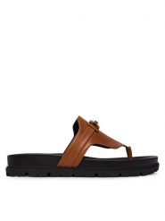 Guess Japonki FLJFRR LEA03 Brązowy jasny. Brązowe klapki damskie Guess, z aplikacjami, ze skóry, bez obcasa, bez zapięcia. Za 549.99 zł.