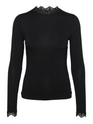 Vero Moda Koszulka "Rosa" w kolorze czarnym rozmiar: XL. Czarne bluzki damskie Vero Moda, xl, bez wzorów, z koronki, bez kołnierzyka, bez ramiączek. Za 57.06 zł.
