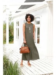 Heine Sukienka w kolorze khaki rozmiar: 48. Brązowe sukienki damskie Heine, bez wzorów, bez ramiączek. Za 82.99 zł.