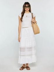 Spódnica damska maxi z koronkowymi wstawkami biała Bohi 101. Białe spódnice damskie Big Star, na co dzień, l, z aplikacjami, z koronki, maxi. Za 249.99 zł.