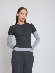 BGN Koszulka w kolorze szarym rozmiar: 38. Szare koszulki damskie BGN, bez wzorów, bez kołnierzyka, bez ramiączek. Za 78.99 zł.