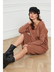 So Cachemire Sukienka dzianinowa "Palerme" w kolorze karmelowym rozmiar: S. Brązowe sukienki damskie So Cachemire, bez wzorów, z dzianiny, bez ramiączek. Za 187.99 zł.