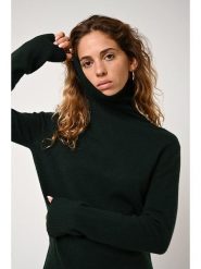 AUTHENTIC CASHMERE Kaszmirowy golf "Fornet" w kolorze ciemnozielonym rozmiar: XXL. Zielone golfy damskie AUTHENTIC CASHMERE, xxl, bez wzorów, z kaszmiru, bez ramiączek. Za 276.71 zł.
