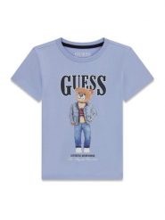 Guess T-Shirt N6RI05 K8HM4 Niebieski Regular Fit. Niebieskie t-shirty i koszulki chłopięce Guess, z aplikacjami, z bawełny, bez kołnierzyka, bez ramiączek. Za 99.99 zł.