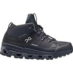 Buty turystyczne damskie On Cloudtrax Waterproof. Czarne obuwie trekkingowe damskie On Running, z tkaniny, przed kolano, bez zapięcia. Za 649.99 zł.