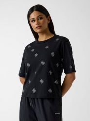 Guess T-Shirt 182440 Czarny Classic Fit. Czarne t-shirty damskie Guess, m, z aplikacjami, bez kołnierzyka. Za 214.99 zł.