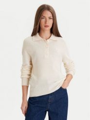 Lacoste Sweter AF4010 Écru Regular Fit. Swetry klasyczne damskie Lacoste, z wełny, bez kołnierzyka. Za 869.99 zł.