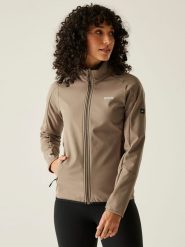 Regatta Kurtka softshellowa "Moutdale" w kolorze beżowym rozmiar: 44. Brązowe kurtki sportowe damskie Regatta, bez wzorów, z materiału, bez kaptura. Za 143.90 zł.