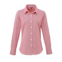 Damska Bawełniana Koszula Z Długim Rękawem W Kratkę Micro Gingham. Białe koszule damskie PREMIER, s, bez wzorów, z bawełny, casualowe, bez kołnierzyka, bez ramiączek. Za 119.99 zł.