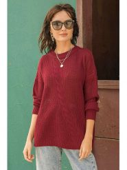 Milan Kiss Sweter w kolorze burgundowym rozmiar: XL. Czerwone swetry klasyczne damskie Milan Kiss, xl, bez kołnierzyka. Za 133.25 zł.
