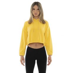 Bluza z kaptur na co dzień na siłownię. Żółte bluzy damskie LEONE 1947 APPAREL, bez wzorów, z bawełny, bez kaptura. W wyprzedaży za 112.15 zł.
