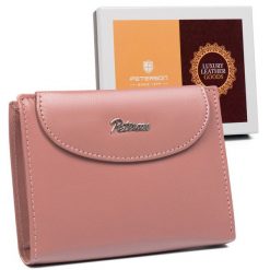 Portfel skórzany Peterson PTN RD-357-GCL-M różowy. Czerwone portfele damskie Peterson, bez wzorów, ze skóry. Za 74.99 zł.