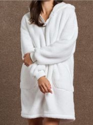 Rozpinana bluza snuddie - kremowy. Białe bluzy damskie Sinsay, l, bez wzorów, z materiału, z kapturem. Za 69.99 zł.