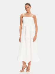Rinascimento Sukienka koktajlowa CFC0124473003 Biały Regular Fit. Białe sukienki damskie Rinascimento, bez wzorów, z bawełny, wizytowe, bez ramiączek. Za 529.99 zł.