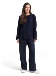 Tom Tailor Bluzka w kolorze granatowym rozmiar: 42. Niebieskie bluzki damskie Tom Tailor, bez wzorów, bez kołnierzyka, bez ramiączek. Za 87.61 zł.