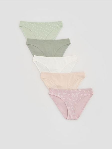 Bawełniane majtki figi 5 pack - jasnozielony. Zielone figi Reserved, bez wzorów, z bawełny. Za 79.99 zł.