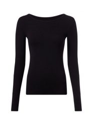 Marie Lund Damska koszulka z długim rękawem Kobiety wiskoza czarny jednolity, M. Czarne koszulki damskie Marie Lund, m, bez wzorów, prążkowane, bez kołnierzyka, bez ramiączek. Za 149.95 zł.