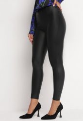 Czarne Legginsy z Wysokim Stanem z Ekoskóry i Gumką w Pasie Boggera. Czarne legginsy damskie Born2be, l, bez wzorów, z jeansu. Za 44.99 zł.