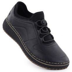 Skórzane półbuty damskie na podwyższeniu czarne Rieker 50960-00. Czarne półbuty damskie Rieker, bez wzorów, ze skóry, bez obcasa, bez zapięcia. Za 349.00 zł.