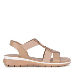 Sandały Go Soft. Brązowe sandały damskie GO SOFT, bez wzorów, bez obcasa, na płaskiej podeszwie, bez zapięcia. Za 159.99 zł.