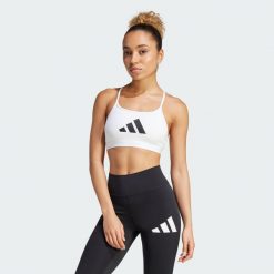 Biustonosz Aeroreact Graphic. Białe biustonosze sportowe damskie Adidas, bez wzorów, z materiału. Za 129.00 zł.