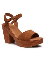 Clara Barson Sandały TS4991-03 Brązowy. Brązowe sandały damskie Clara Barson, bez wzorów, z materiału, bez obcasa, na słupku, bez zapięcia. Za 44.99 zł.