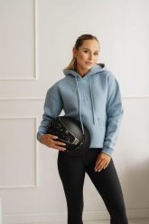 Bluza z kapturem JD ATTACK Elowyn. Niebieskie bluzy damskie JD ATTACK, l, bez wzorów, z materiału, z kapturem. Za 239.00 zł.