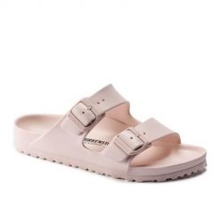 Klapki damskie Birkenstock Arizona Eva. Czerwone klapki damskie Birkenstock, bez wzorów, z materiału, bez obcasa, bez zapięcia. Za 241.95 zł.