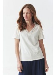 TATUUM Bluzka "Erykah" w kolorze kremowym rozmiar: XL. Brązowe bluzki damskie TATUUM, xl, bez wzorów, z koronki, bez kołnierzyka, bez ramiączek. Za 79.03 zł.