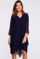 Sukienka wieczorowa oversize szyfonowa asymetryczna boho granat. Sukienki damskie Stylove, bez wzorów, z szyfonu, boho, bez ramiączek. Za 269.00 zł.