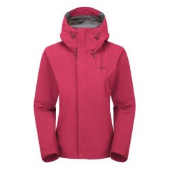 Kurtka przeciwdeszczowa damska Rab Women's Downpour Jacket z kapturem. Zielone kurtki damskie RAB, s, bez wzorów, z kapturem. Za 439.99 zł.