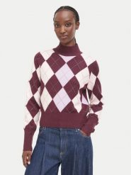 Guess Golf W6BR87 Z2172 Bordowy Regular Fit. Czerwone golfy damskie Guess, s, z aplikacjami, z syntetyku, bez ramiączek. Za 524.99 zł.