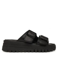 Klapki Tamaris. Czarne klapki damskie Tamaris, bez wzorów, bez obcasa, bez zapięcia. Za 259.99 zł.