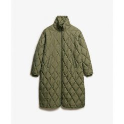Damska kurtka puchowa Superdry Superlong Liner. Zielone kurtki damskie Superdry, bez wzorów, z puchu, bez kaptura. W wyprzedaży za 480.45 zł.