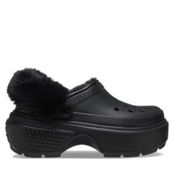 Klapki Crocs. Czarne klapki damskie Crocs, bez wzorów, bez obcasa, bez zapięcia. Za 369.99 zł.