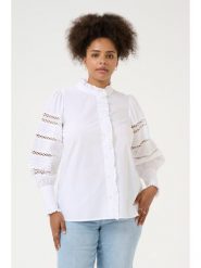 KAFFE curve Bluzka w kolorze białym rozmiar: 50. Białe bluzki damskie KAFFE curve, bez wzorów, z bawełny, bez kołnierzyka, bez ramiączek. Za 104.99 zł.