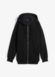 Bluza rozpinana z kapturem. Czarne bluzy damskie bonprix, bez wzorów, z kapturem. Za 124.99 zł.