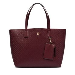Torebka Tommy Hilfiger. Czerwone shopper bag Tommy Hilfiger, bez wzorów, bez dodatków. Za 699.99 zł.