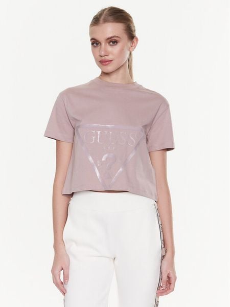 Guess T-Shirt Adele V2YI06 K8HM0 Różowy Boxy Fit. Czerwone t-shirty damskie Guess, l, z aplikacjami, z bawełny, bez kołnierzyka. Za 89.99 zł.
