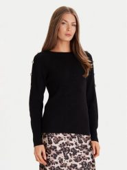 Morgan Sweter 252-MTECNA Czarny Regular Fit. Czarne swetry klasyczne damskie Morgan, l, z syntetyku, bez kołnierzyka. Za 269.99 zł.