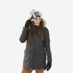 Kurtka narciarska i snowboardowa damska Dreamscape SNB 500. Brązowe kurtki damskie DREAMSCAPE, na zimę, m, bez wzorów, z materiału, bez kaptura. Za 599.99 zł.