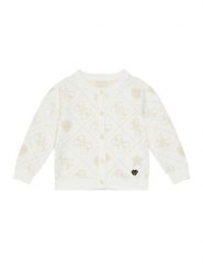 Guess Kardigan K5BR02 Z39N0 Beżowy Regular Fit. Brązowe swetry dziewczęce Guess, z aplikacjami, z syntetyku, bez kołnierzyka, bez ramiączek. Za 169.99 zł.