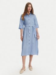 Max Mara Sukienka koszulowa Salute 2516221028 Błękitny Regular Fit. Niebieskie sukienki damskie Max Mara, bez wzorów, ze lnu, bez ramiączek. Za 1,419.00 zł.