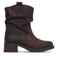 Botki Fly London. Brązowe botki damskie Fly London, bez obcasa, na słupku, bez zapięcia. Za 984.99 zł.