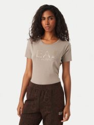 EA7 Emporio Armani T-Shirt 7W001443 AF10373 U6100 Beżowy Slim Fit. Brązowe t-shirty damskie EA7 Emporio Armani, xs, bez wzorów, z bawełny, bez kołnierzyka. Za 284.99 zł.