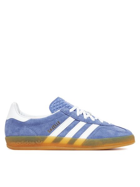 Adidas Sneakersy Gazelle Indoor HQ8717 Niebieski. Niebieskie obuwie sportowe damskie Adidas, ze skóry, bez zapięcia. Za 409.99 zł.