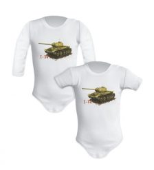 T-34 — body (Rozmiar: 3M; Długość rękawa: długi; Rodzaj nadruku: T-34). Brązowe body niemowlęce nikiniki, bez wzorów, z bawełny, bez kołnierzyka, bez ramiączek. Za 59.00 zł.