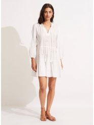 Seafolly Sukienka w kolorze białym rozmiar: S/M. Białe sukienki damskie Seafolly, bez wzorów, z bawełny, bez ramiączek. Za 129.95 zł.