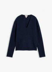 Sweter z dekoltem w serek. Zielone swetry klasyczne damskie bonprix, bez kołnierzyka. Za 109.99 zł.